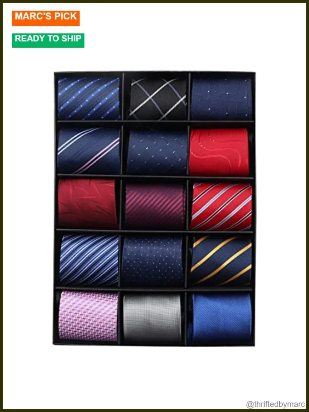 15pcs Assorted Pre-tied Zipper Neckties Set for Men